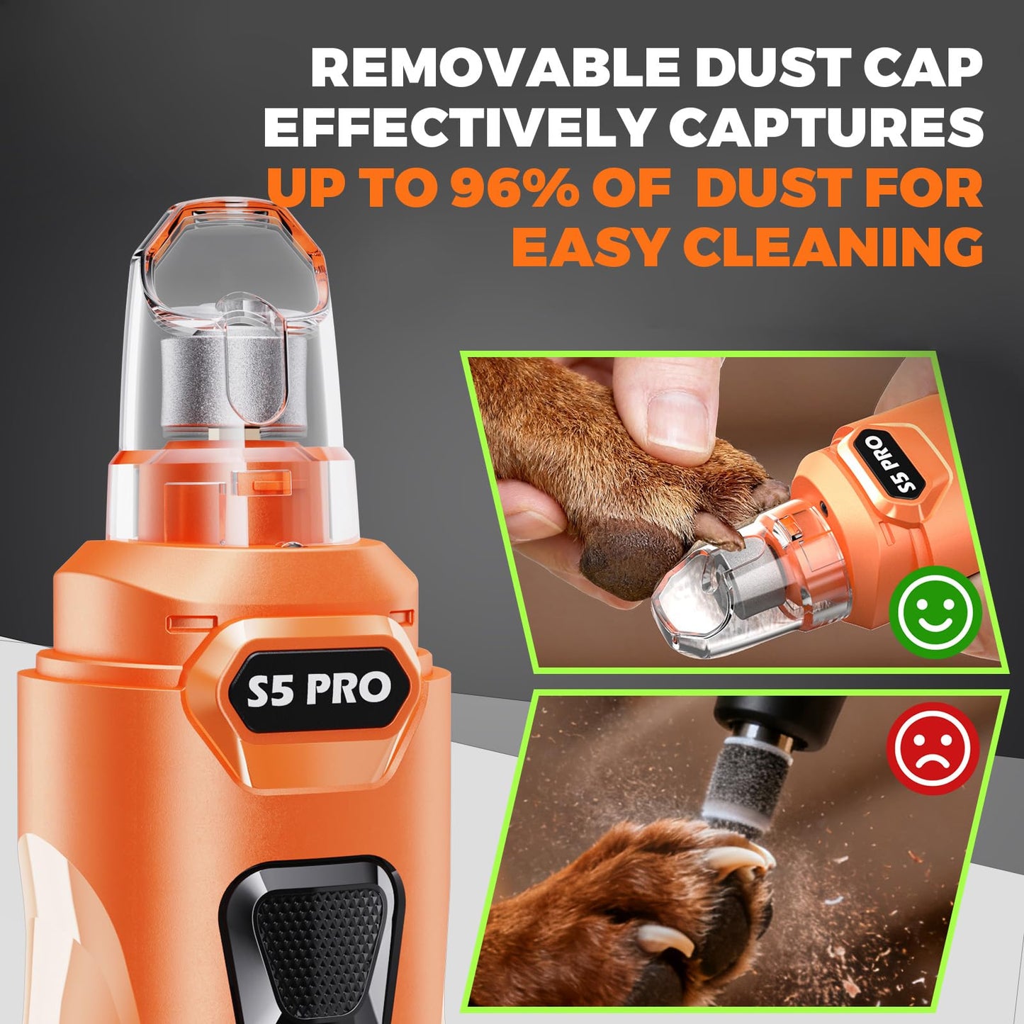 Whisper Quiet Dog Nail Grinder with 4 LED Lights, Safe Stress-Free Kit