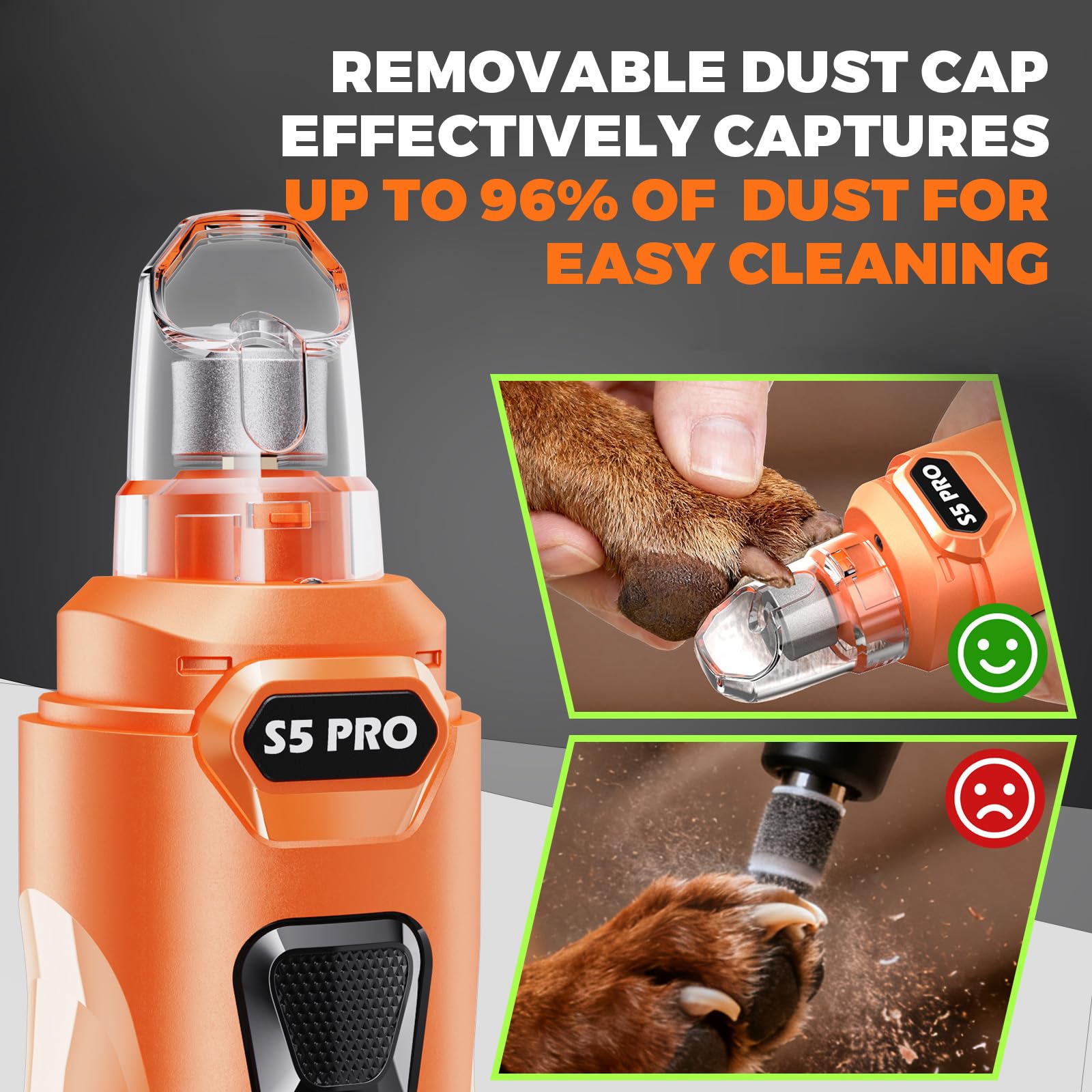 Whisper Quiet Dog Nail Grinder with 4 LED Lights, Safe Stress-Free Kit