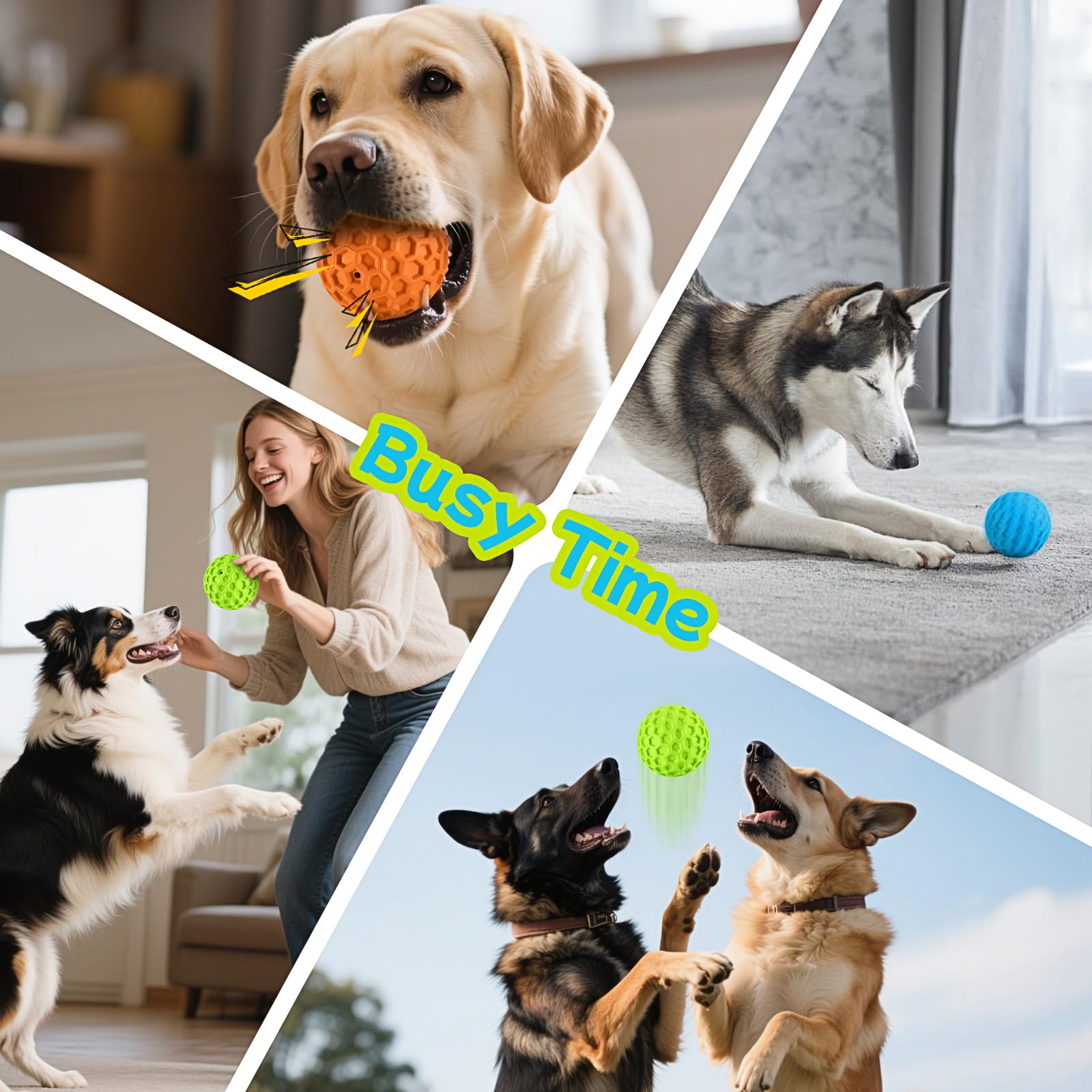 havit Indestructible Squeaky Dog Balls for Aggressive Chewers Chew