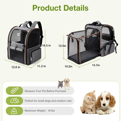 Lekebobor Cat Carrier Backpack, Expandable Pet Carrier with Carrier
