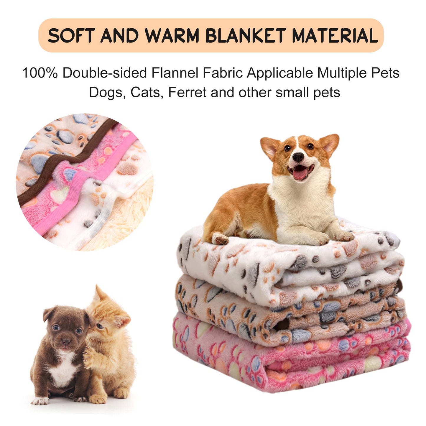Rezutan Dog Blankets for Large Dogs, Upgraded 3 Pack Dogs Cat Crate