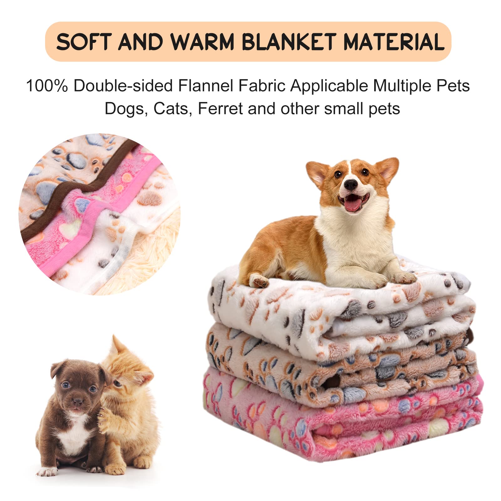 Rezutan Dog Blankets for Large Dogs, Upgraded 3 Pack Dogs Cat Crate