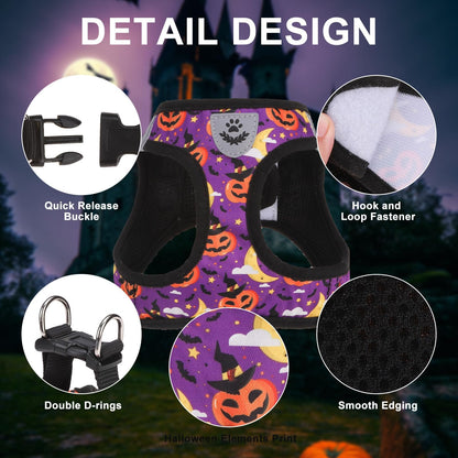 EXPAWLORER Halloween Puppy Harness Dog Collar and Leash Soft Collar