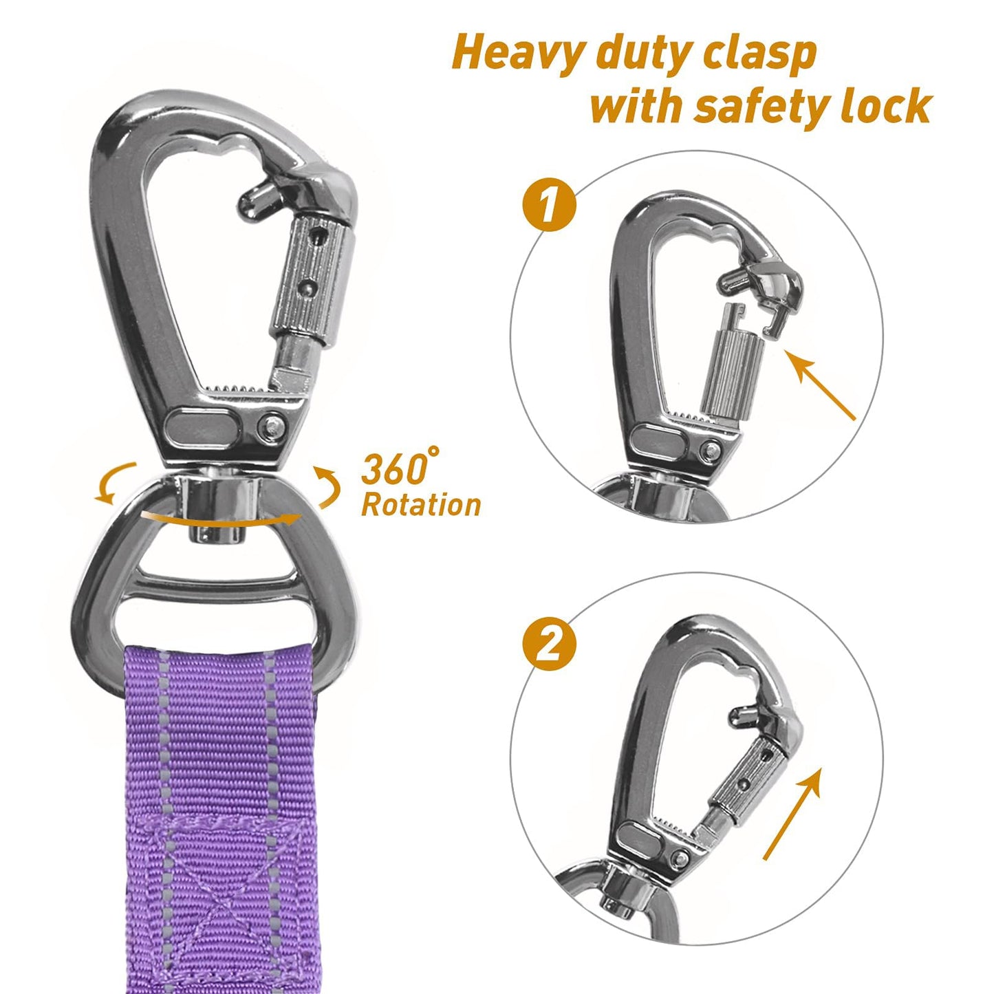 AUBELL Tactical Dog Leash Heavy Duty,4- Reflective Strong No Pull Seat