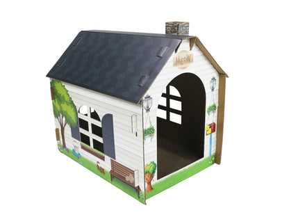 ASPCA Cardboard Cat House Hideaway Playhouse with Cat Scratcher