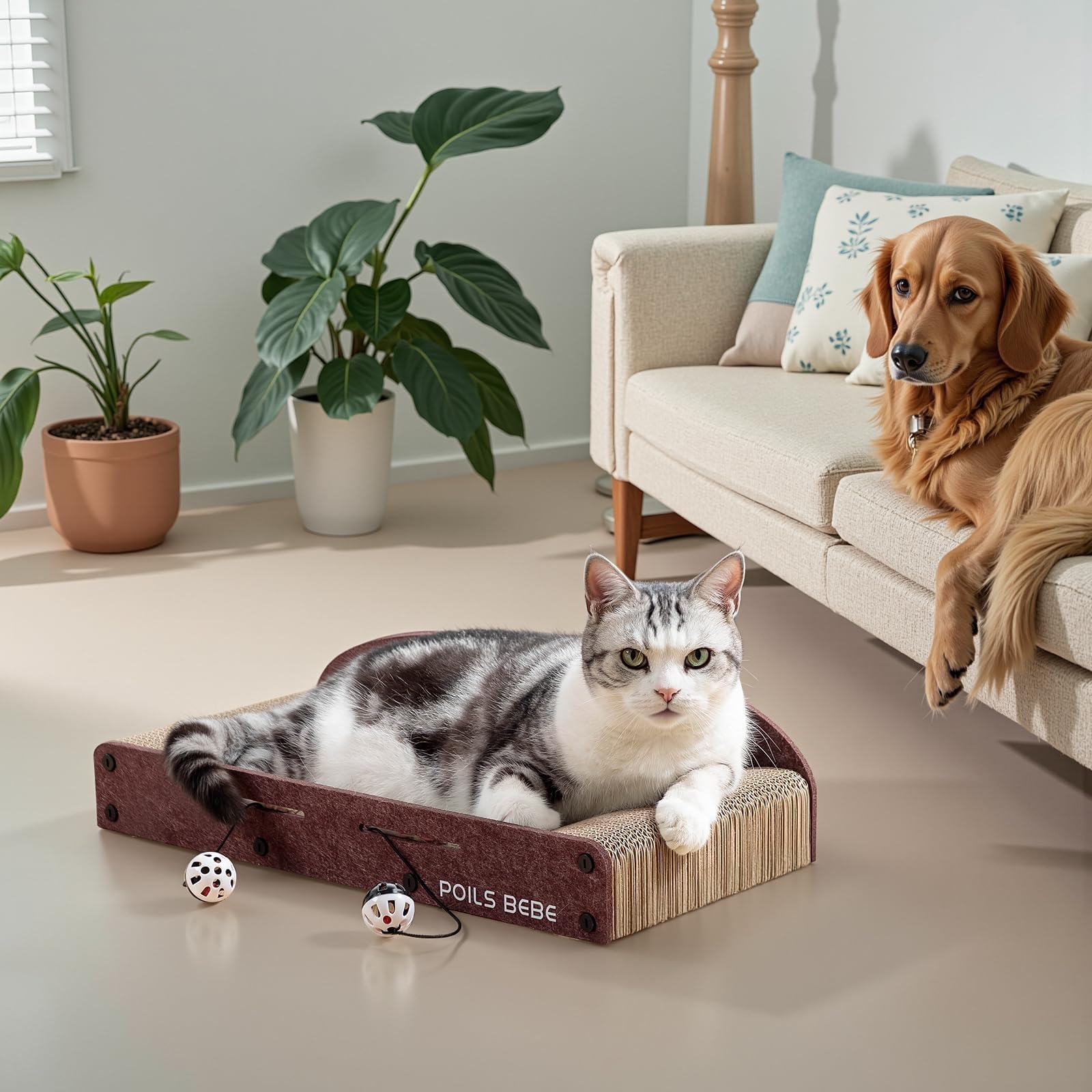 Poils Bebe Sofa Cat Scratcher, Small Cat Scratcher Cardboard Furniture
