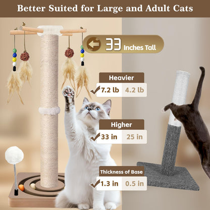 PAROTO Tall Cat Scratching Post, Sisal Cat Tree Tower Scratcher