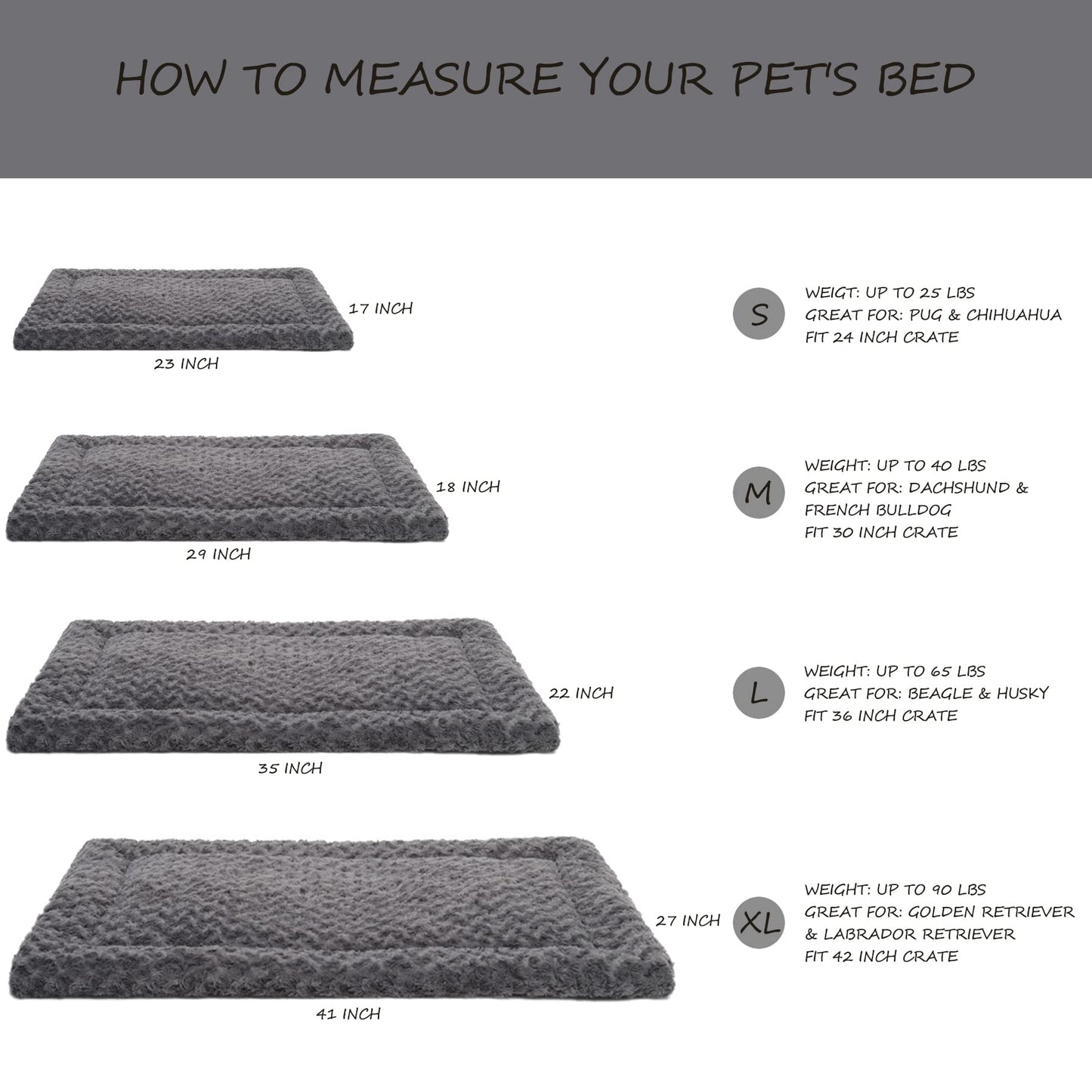 Washable Dog Bed Mat Ultra Soft Dog Crate Pad Comfy Fluffy Pet Kennel