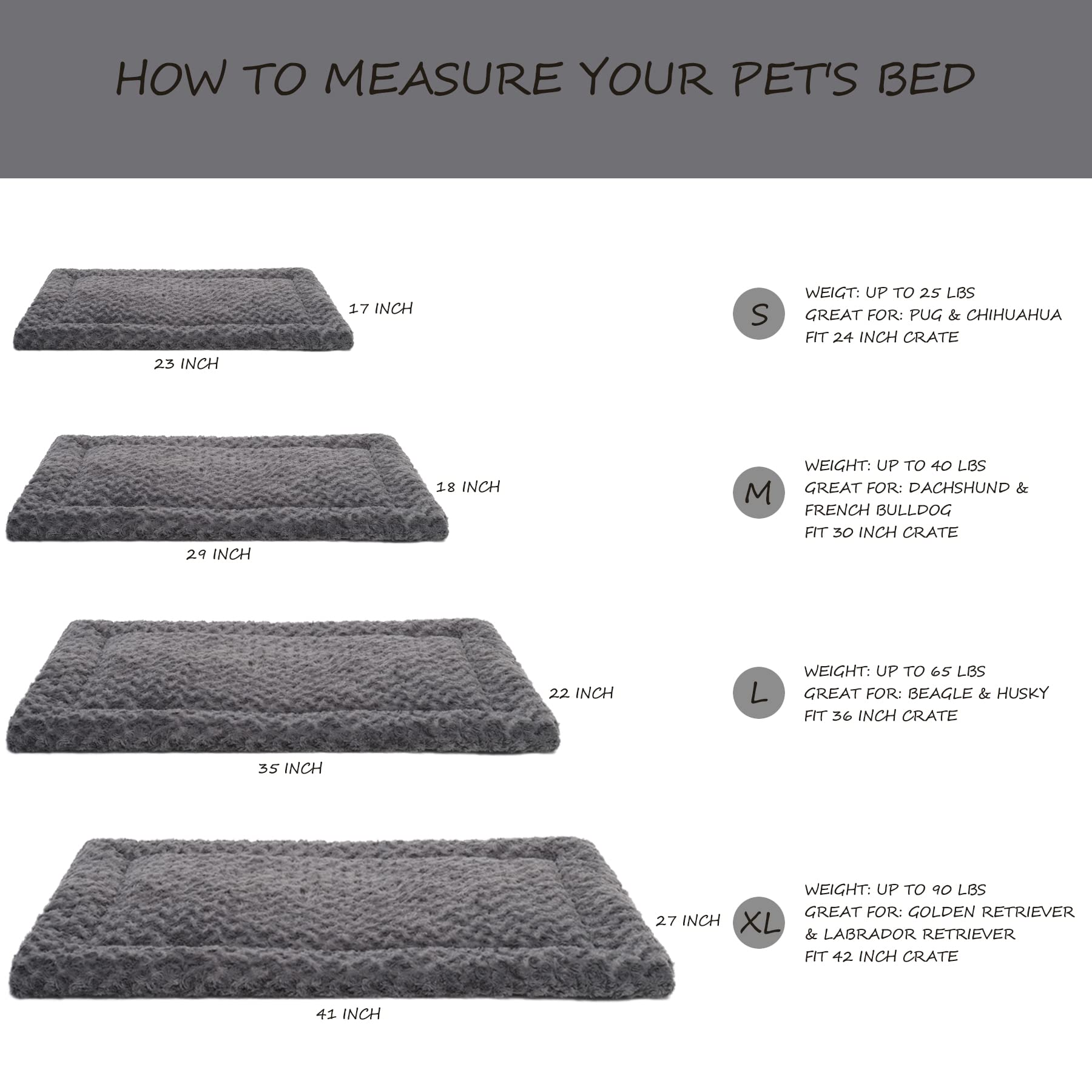 Washable Dog Bed Mat Ultra Soft Dog Crate Pad Comfy Fluffy Pet Kennel