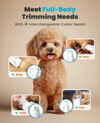 oneisall Quiet Dog Grooming Kit 1, LED Dog Nail Grinder, Trimmer