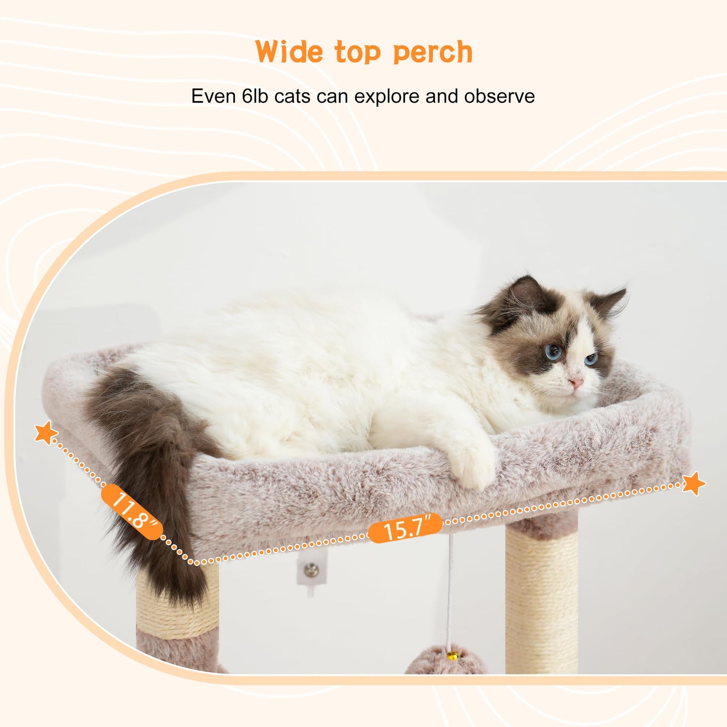 Heybly Cat Tree, Kitten Tower with Large Soft Cat Basket, Cat Condo