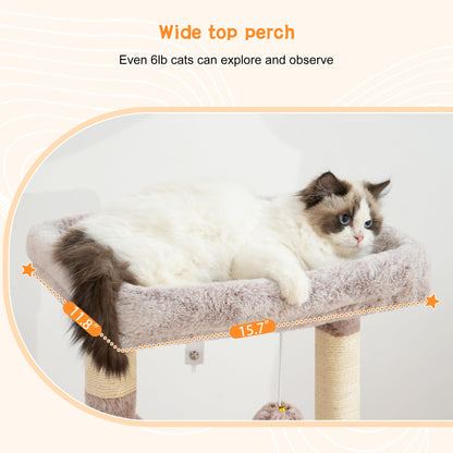 Heybly Cat Tree, Kitten Tower with Large Soft Cat Basket, Cat Condo