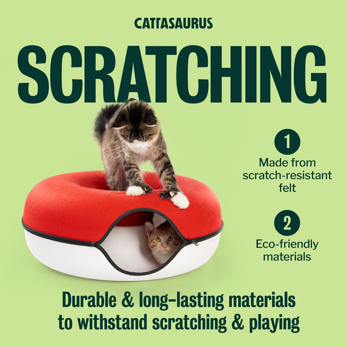 Cattasaurus Peekaboo Cat Cave, Extra Spacious for Multiple Bed