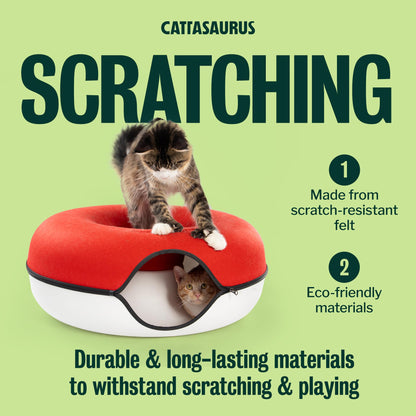 Cattasaurus Peekaboo Cat Cave, Extra Spacious for Multiple Bed