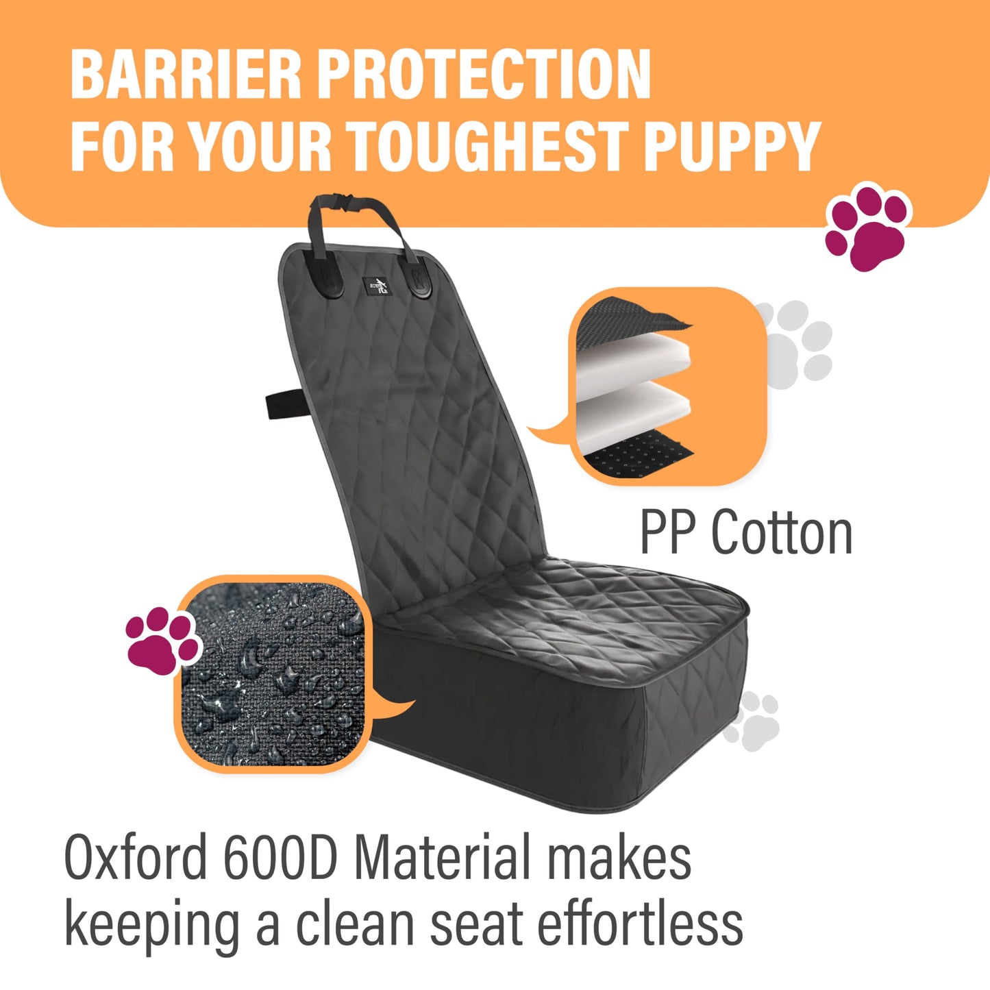 Active Pets Dog Car Seat Cover, Waterproof Front Seat Protector Seat