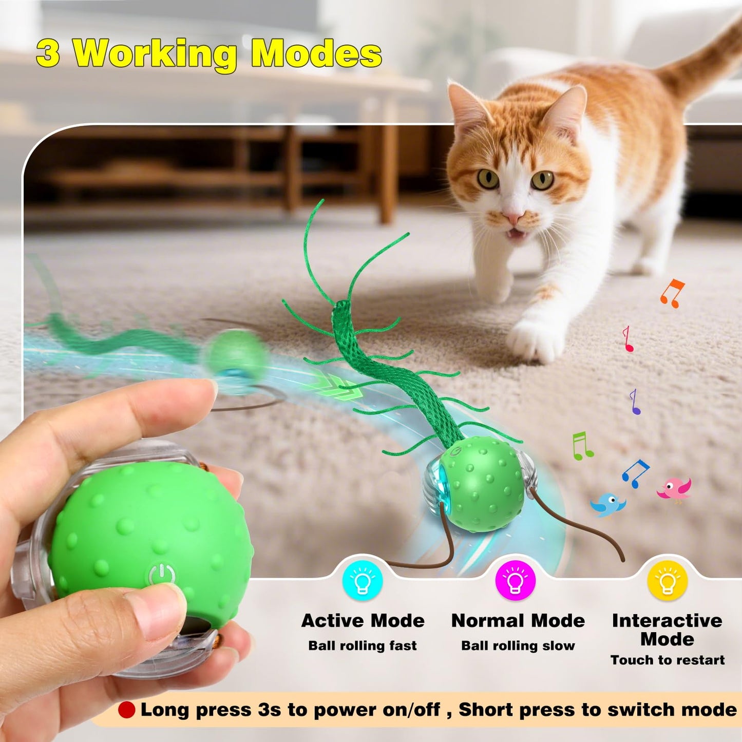 Saolife Interactive Cat Toys for Indoor Cats, Moving Cat Ball