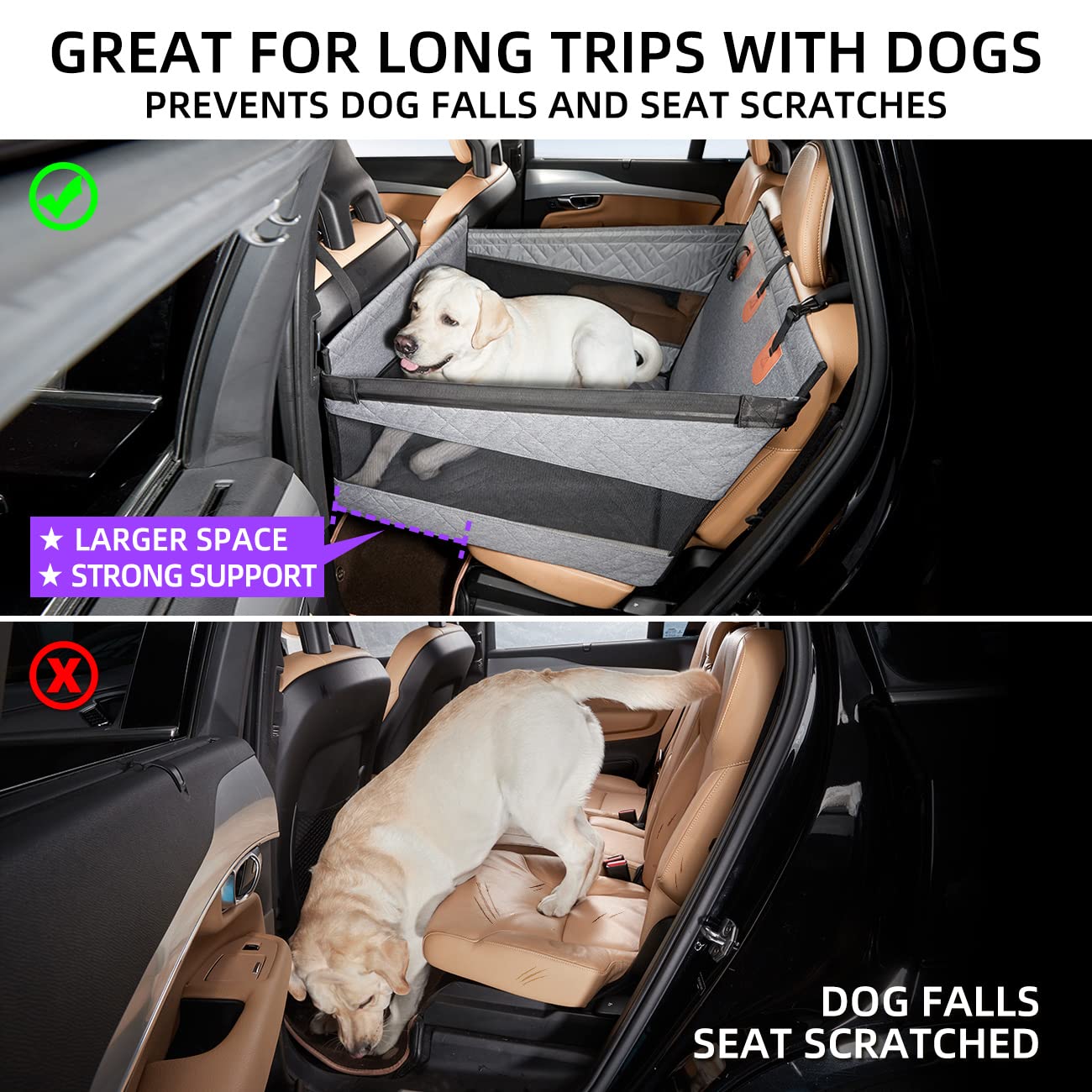 TKYZ Large Dog Car Seat,Back Seat Extender for Dogs,Waterproof Seat