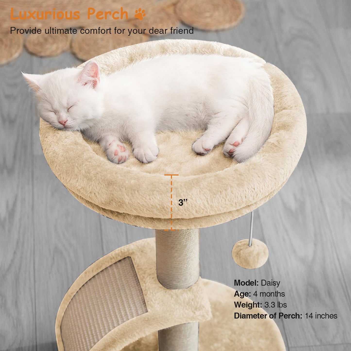 Goozii Cat Scratching Post Tower for Indoor Cats, Small Cat Tree Bed