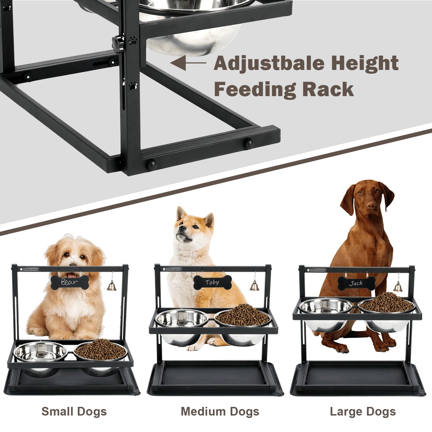 Elevated Dog Bowls with Slow Feeder for Large Dogs Adjustable Mat