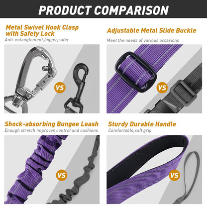 AUBELL Tactical Dog Leash Heavy Duty,4- Reflective Strong No Pull Seat