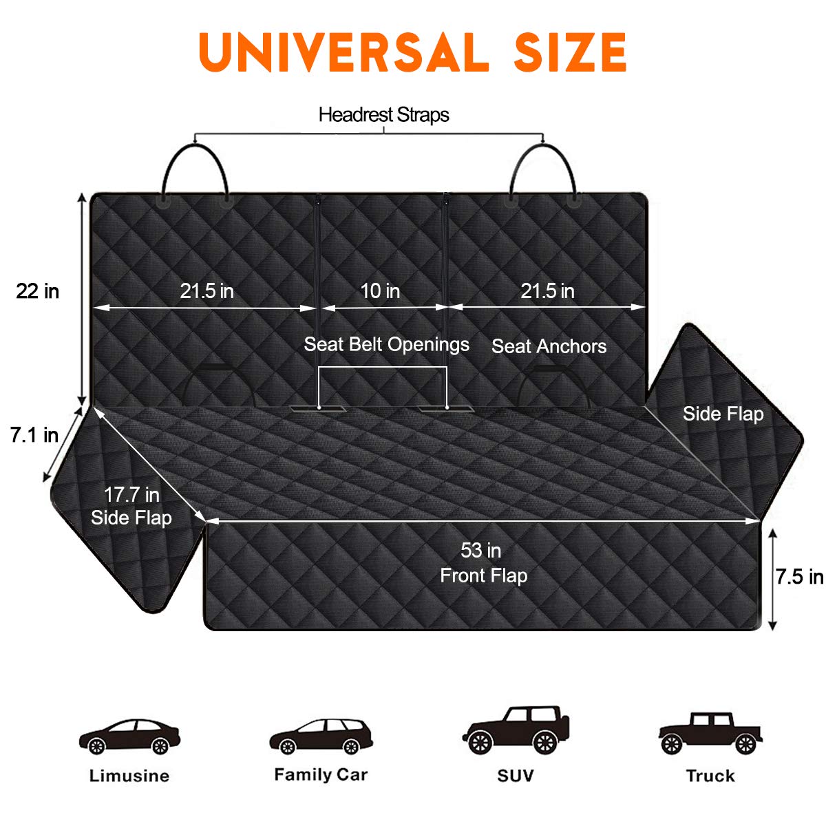 Yuntec Dog Car Seat Cover, Back Seat Cover for Dogs Pet Car Seat