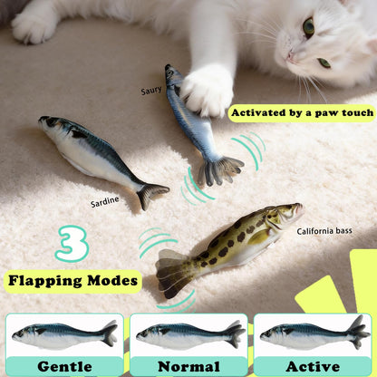 Satauko Realistic Floppy Fish Cat Toys, 3 Pack Mini-Sized, Moving Toys