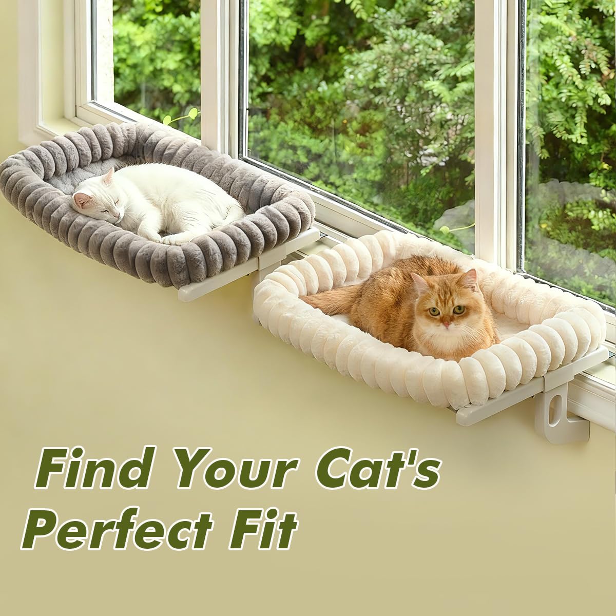 Zoratoo Cloud-Cuddle Cat Window Perch with 4-Sided Bolster, Zipper Bed