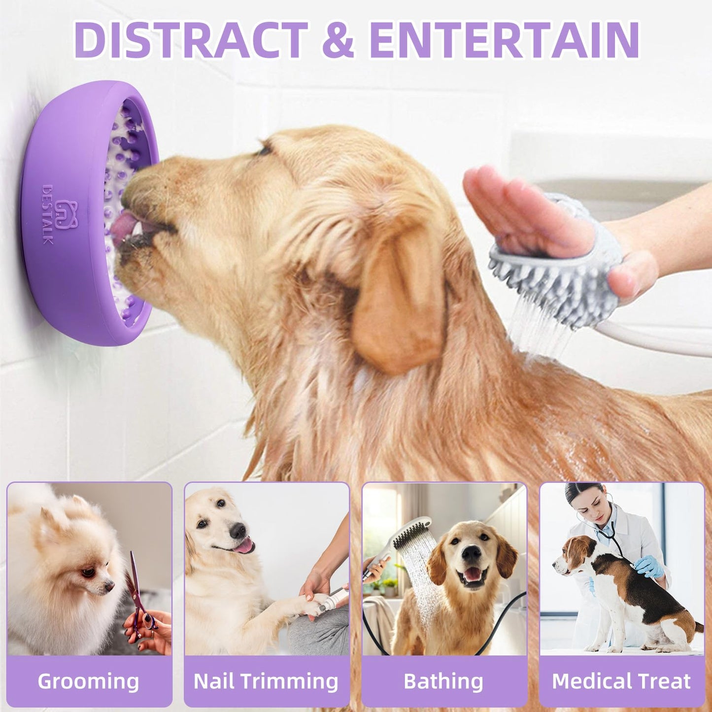 Dog Lick Bowl, Bestalk Anxiety Relief Lick Mat for Dogs, Puzzle