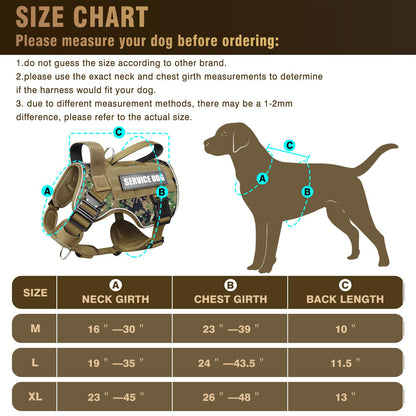 WINSEE Tactical Dog Harness for Medium Dog, Heavy Duty Service Harness