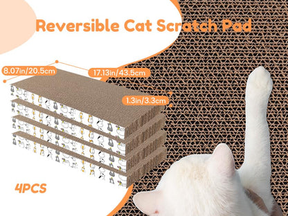 PatiencET Cat Scratch Pad with Box, 4 Pack Cardboard Cat Scratcher