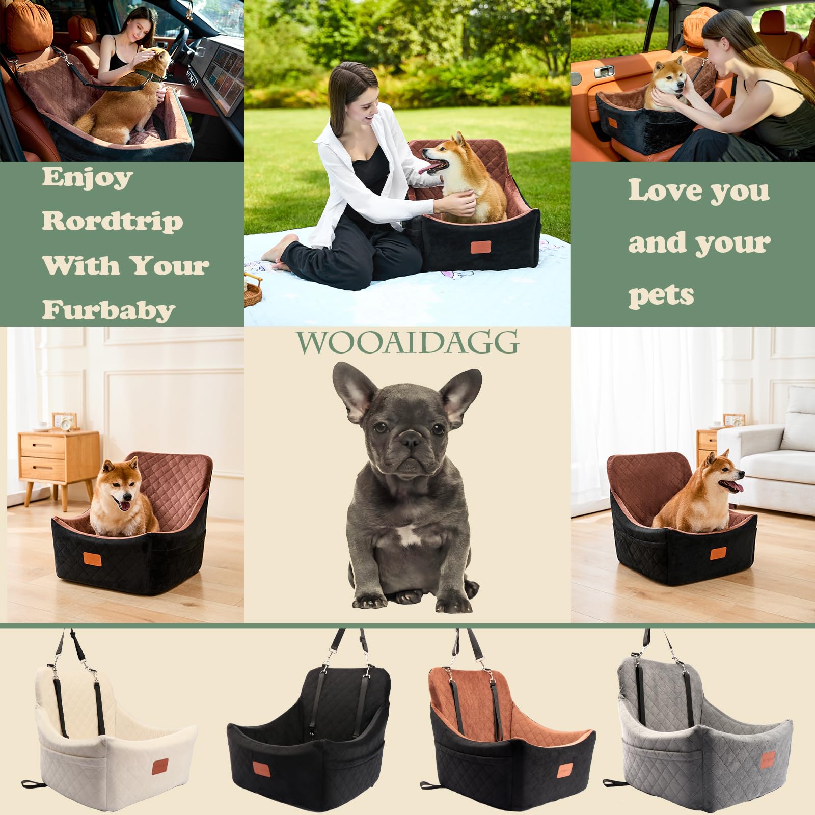 WOOAIDAGG Dog Car Seat for Medium Sized Dog,Pet Travel Car Bed Seat