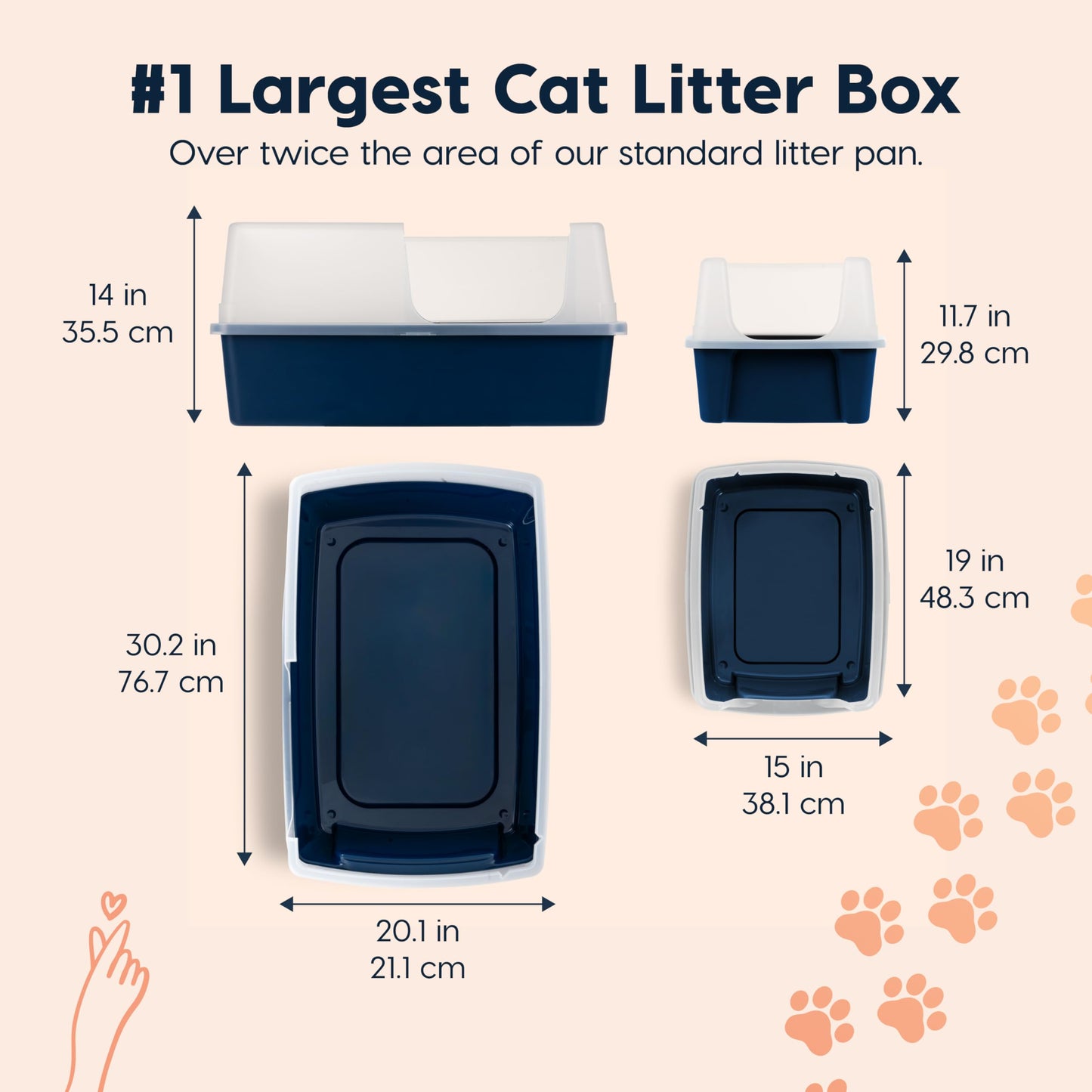 IRIS USA XX-Large Side Entry Cat Litter Box, Open Top Extra Box