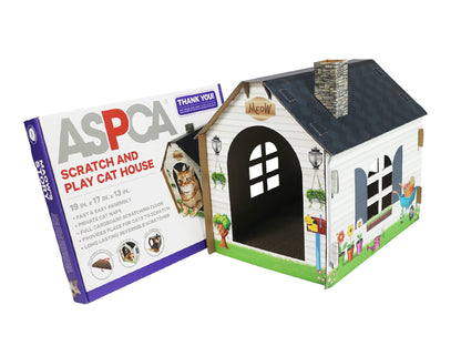 ASPCA Cardboard Cat House Hideaway Playhouse with Cat Scratcher