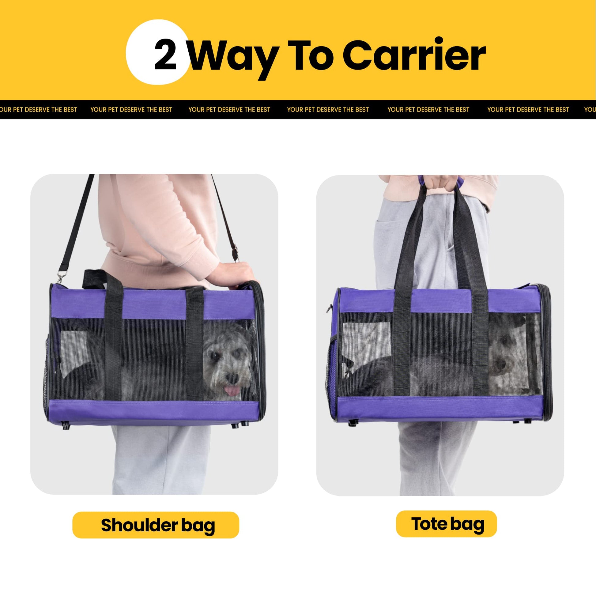 Conlun Dog Carrier Soft Sided, Large Cat Carrier with Inner Safety Bag