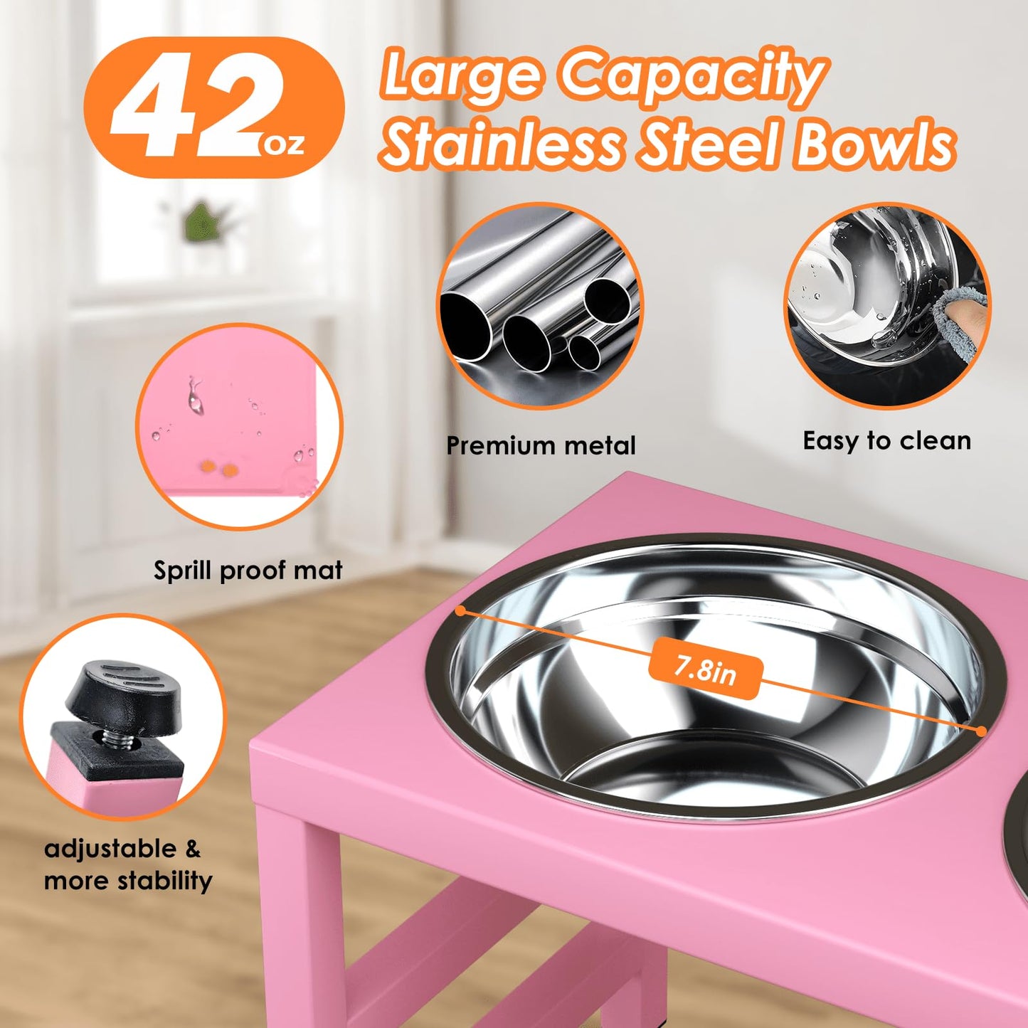 ADENGL Metal Raised Dog Bowl Stand for Large Dogs, Stronger Mat