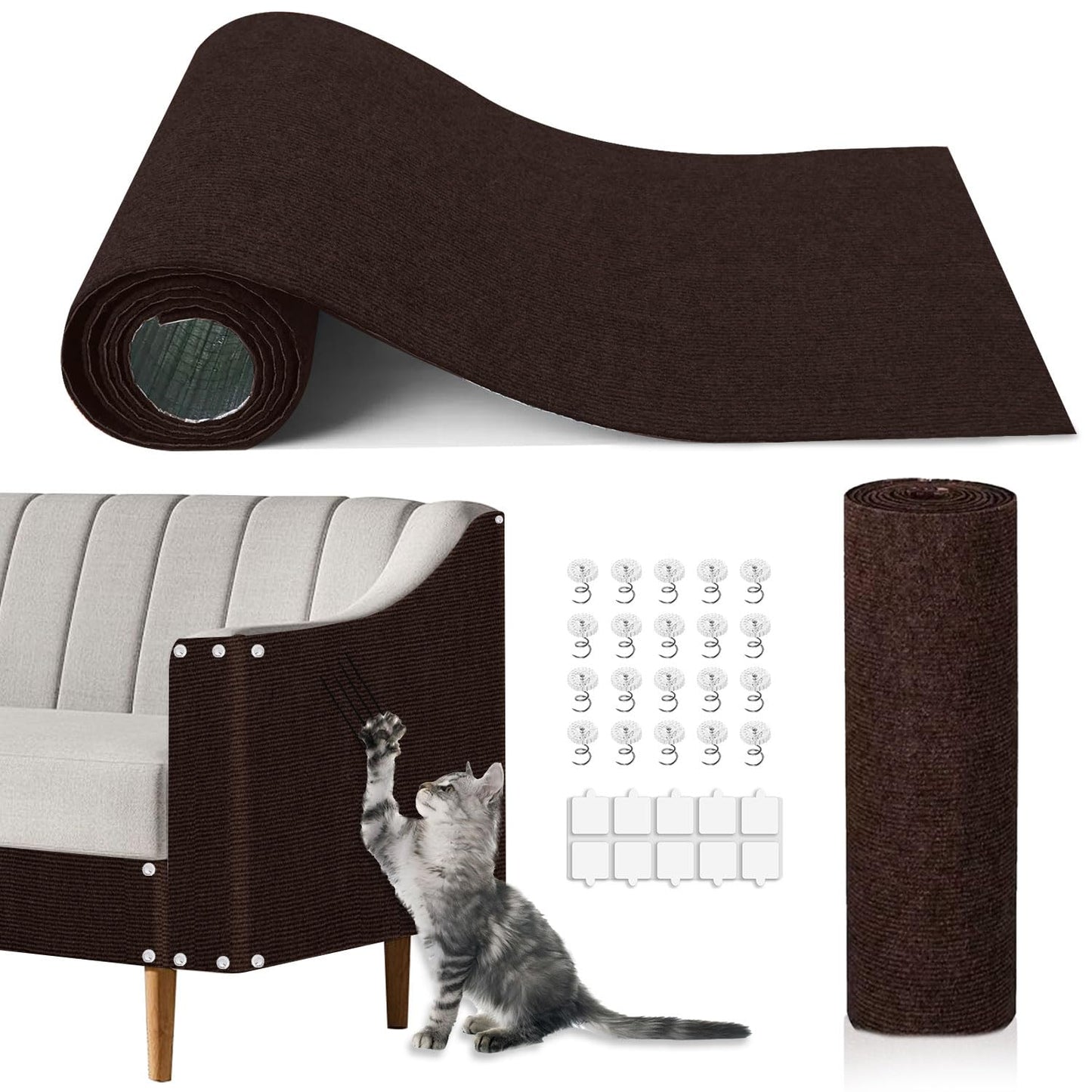Cat Scratch Mat, x15.9" Trimmable Self-Adhesive Cats Scratch Mat