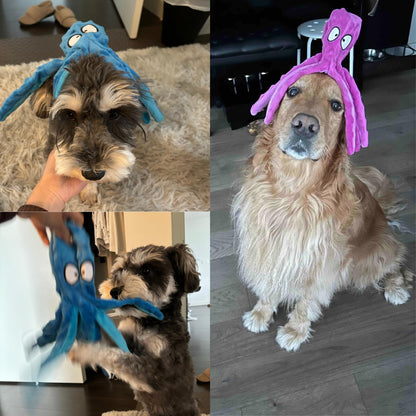 HGB Squeaky Dog Toys Octopus No Stuffing Crinkle Plush Large Dog Toys