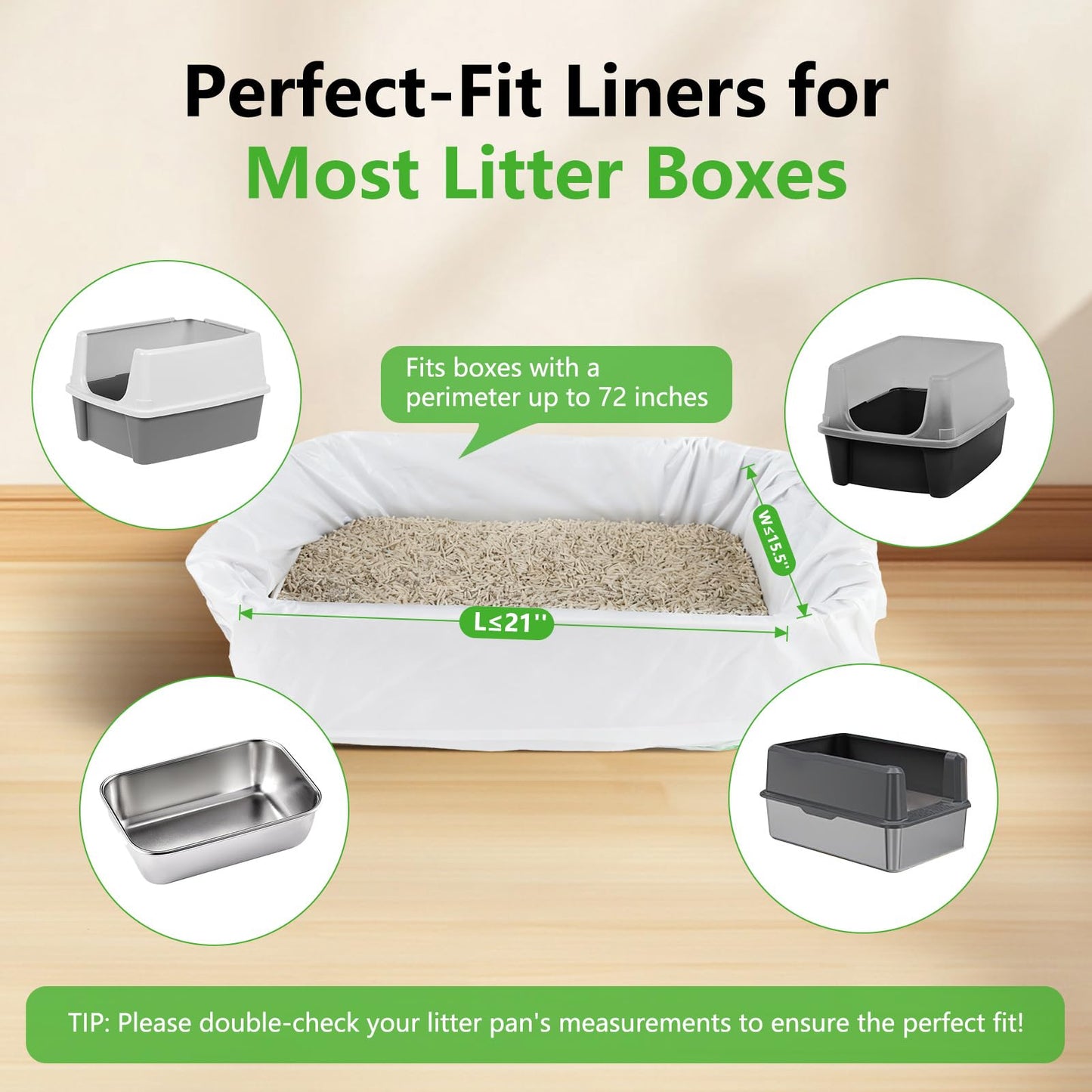 40 Count Cat litter Box Liners, 36" x 16" Large Extra Durable Tray
