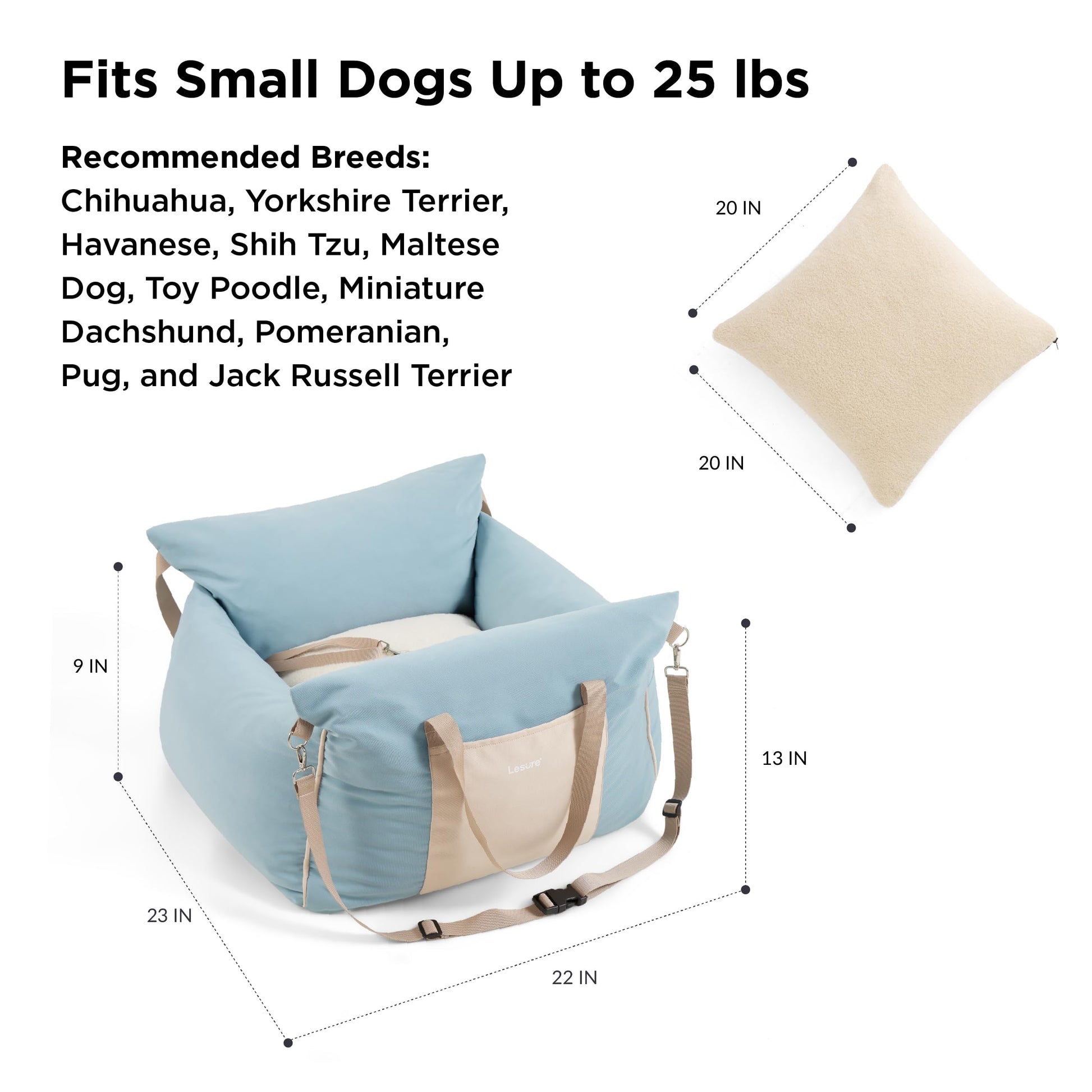 Lesure Small Dog Car Seat for Small Dogs Soft Dog Booster Seat Seat