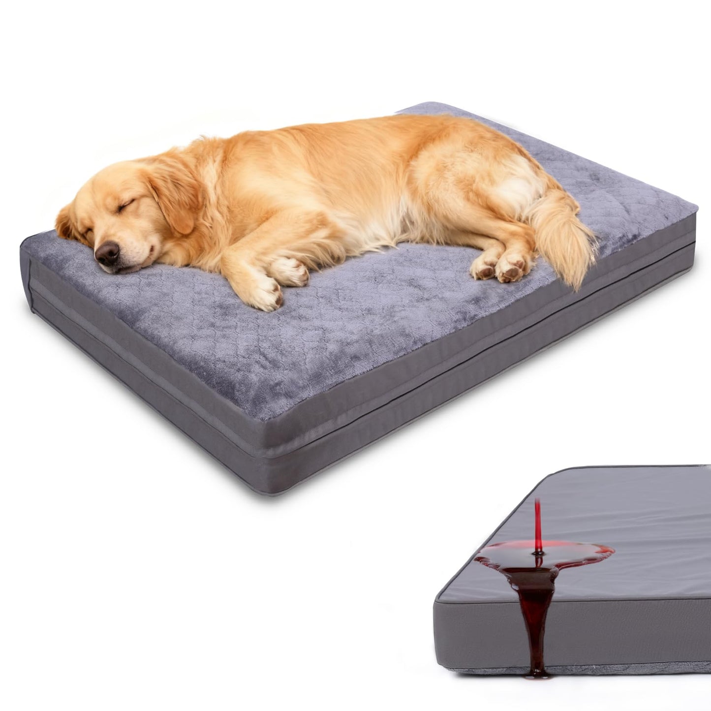 WAYIMPRESS XXL Dog Bed for Large Dogs, Waterproof XXL Dog Crate Bed