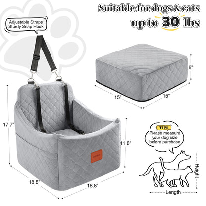 INDYBUD Dog Car Seat for Small/Medium Dogs up to Memory Foam Seat