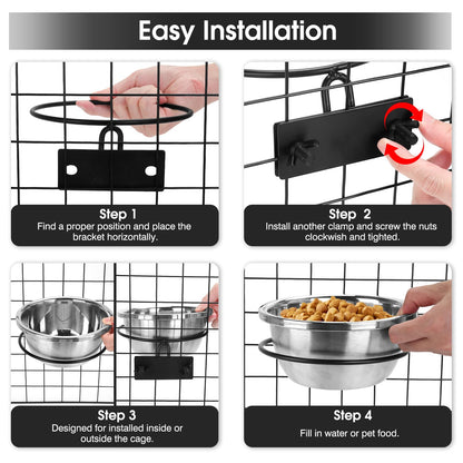 Dog Crate Bowls Hanging No Spill, 2 Pack Crate Water Bowl Bowl