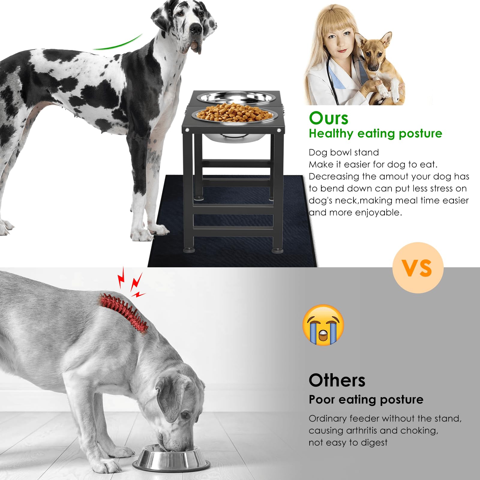 Metal Elevated Dog Bowls for Large Extral Large Breed Raised Dog Bowl
