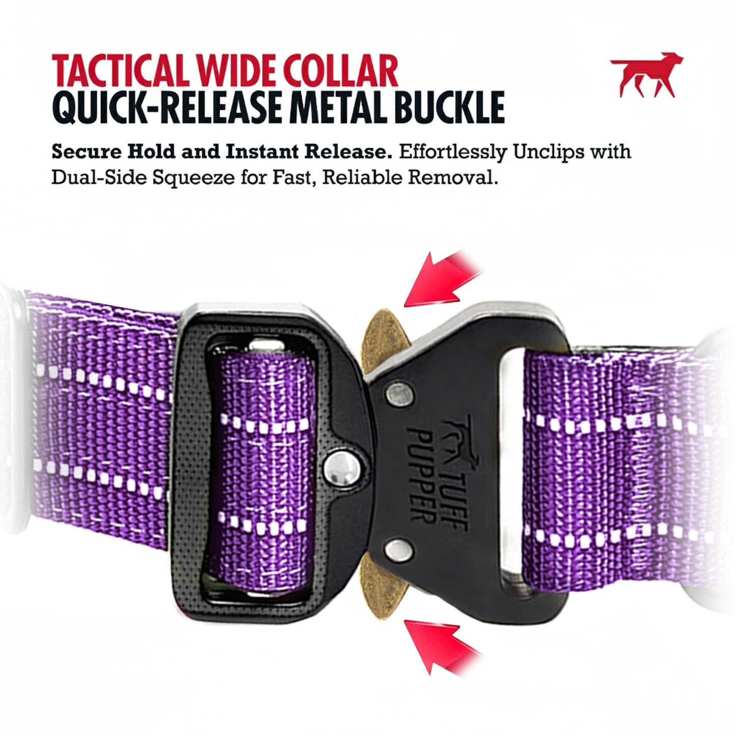 Tuff Pupper Tactical Dog Collar, Heavy Duty 1.5" Wide Ballistic Collar