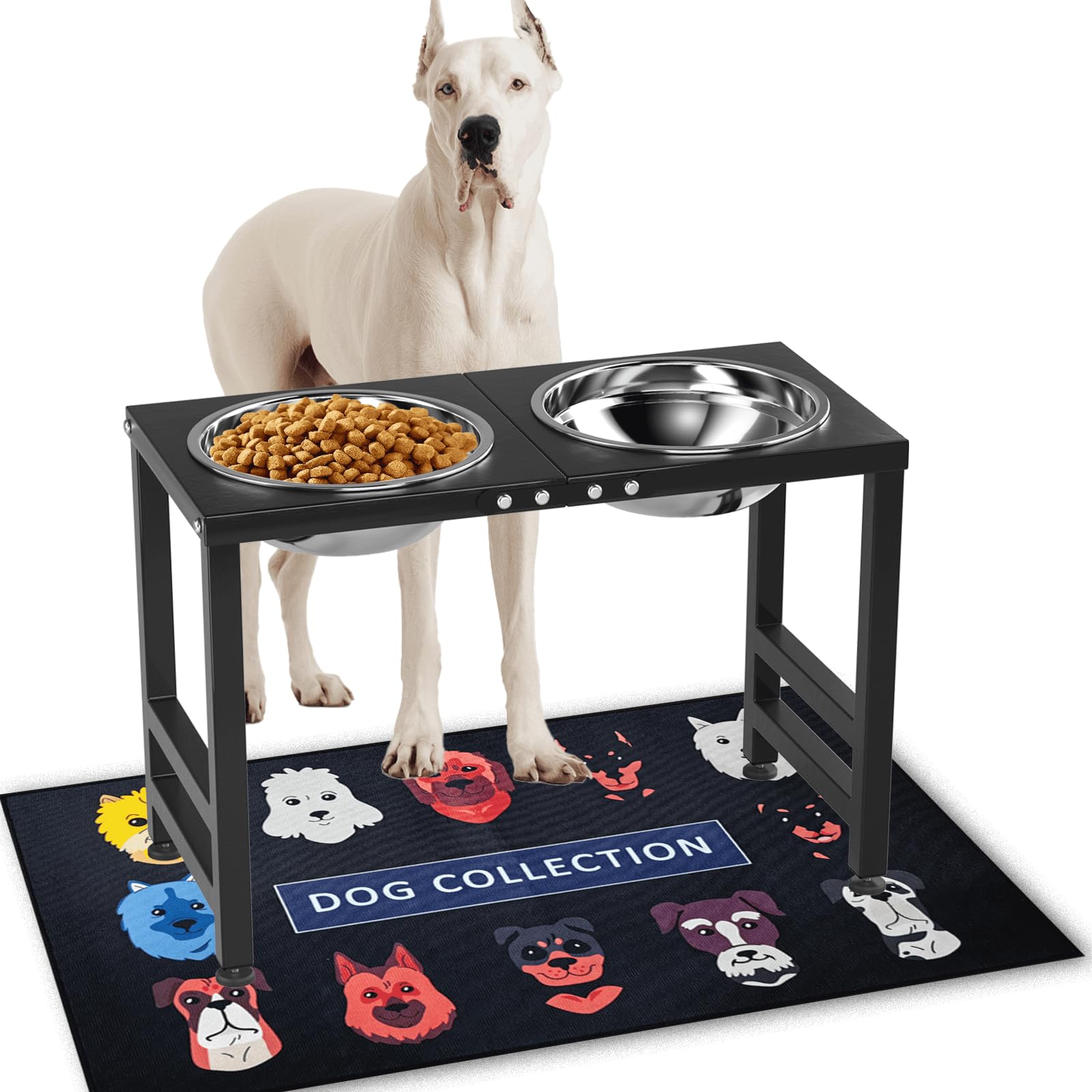 ADENGL Metal Elevated Dog Bowl for Large 𝐋𝐚𝐫𝐠𝐞 Raised Bowl Stand Mat