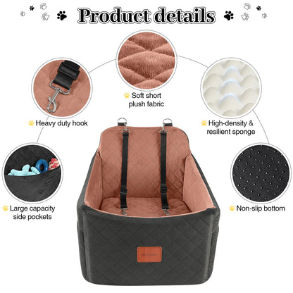 INDYBUD Dog Car Seat for Small/Medium Dogs, Memory Foam Dog Seat