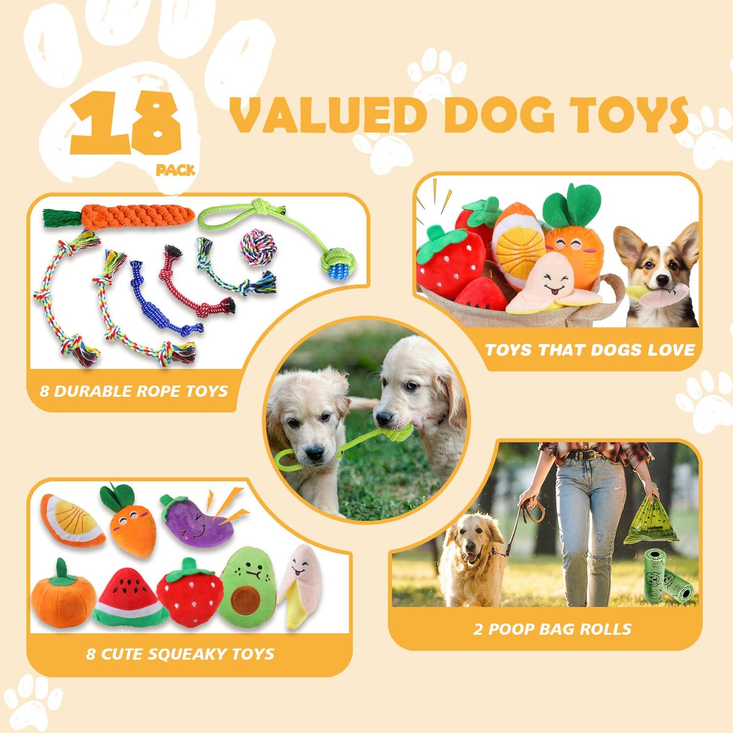 MRSOHRET 18 Pack Dog Toys Puppy Teething Toys, Puppy Essentials Chew