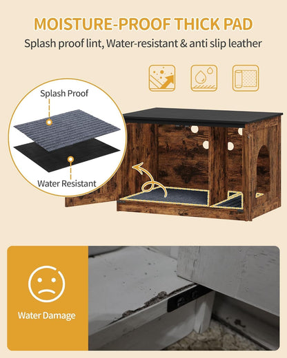 Hzuaneri Cat Litter Box Enclosure with Cushion, Hidden Litter House