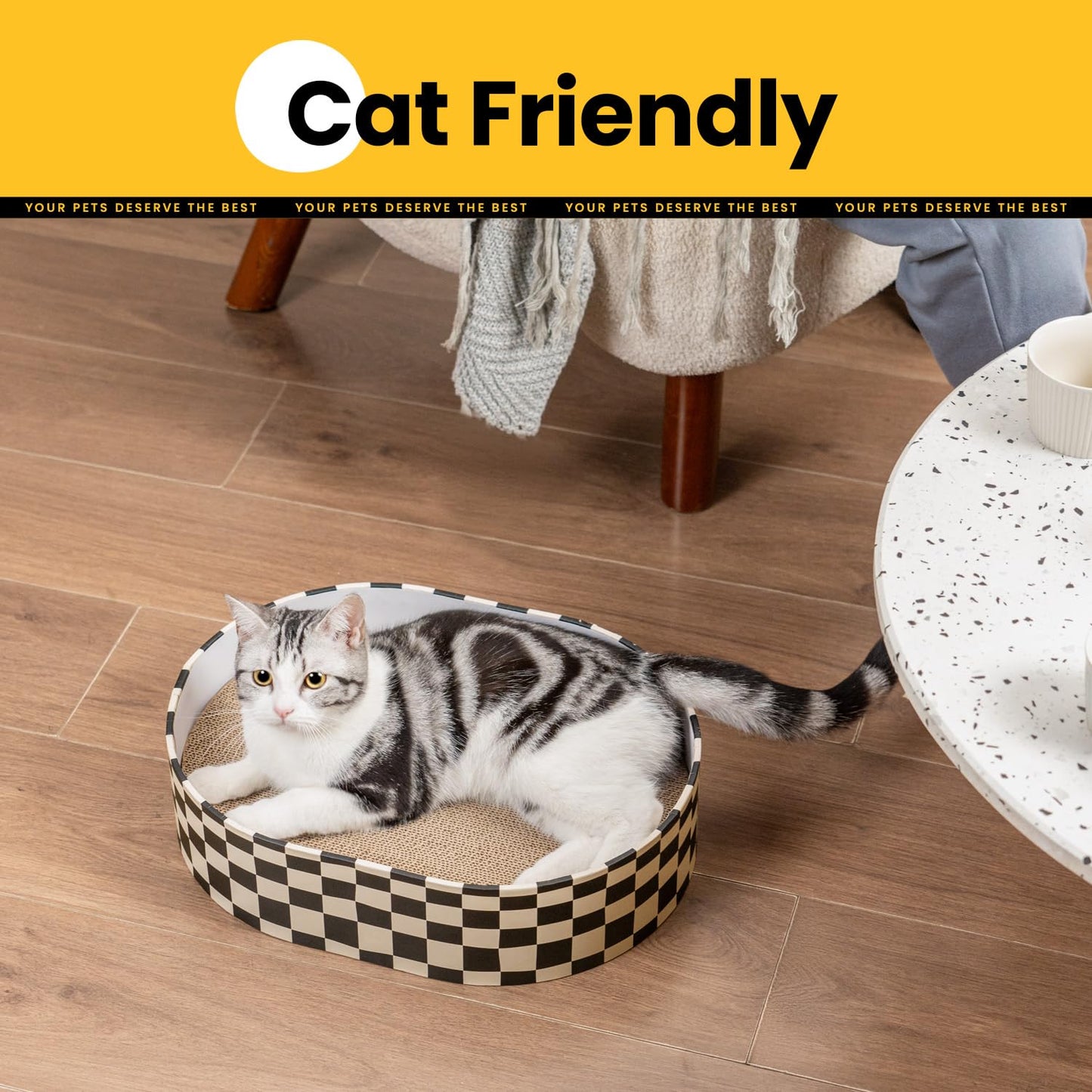 Conlun Cat Scratcher Box with 4 Cat Scratching Board Scratchers