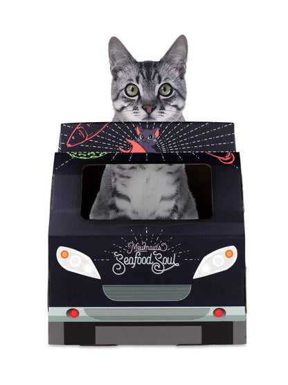 American Cat Club Cat House with Scratcher Catnip Included Food House